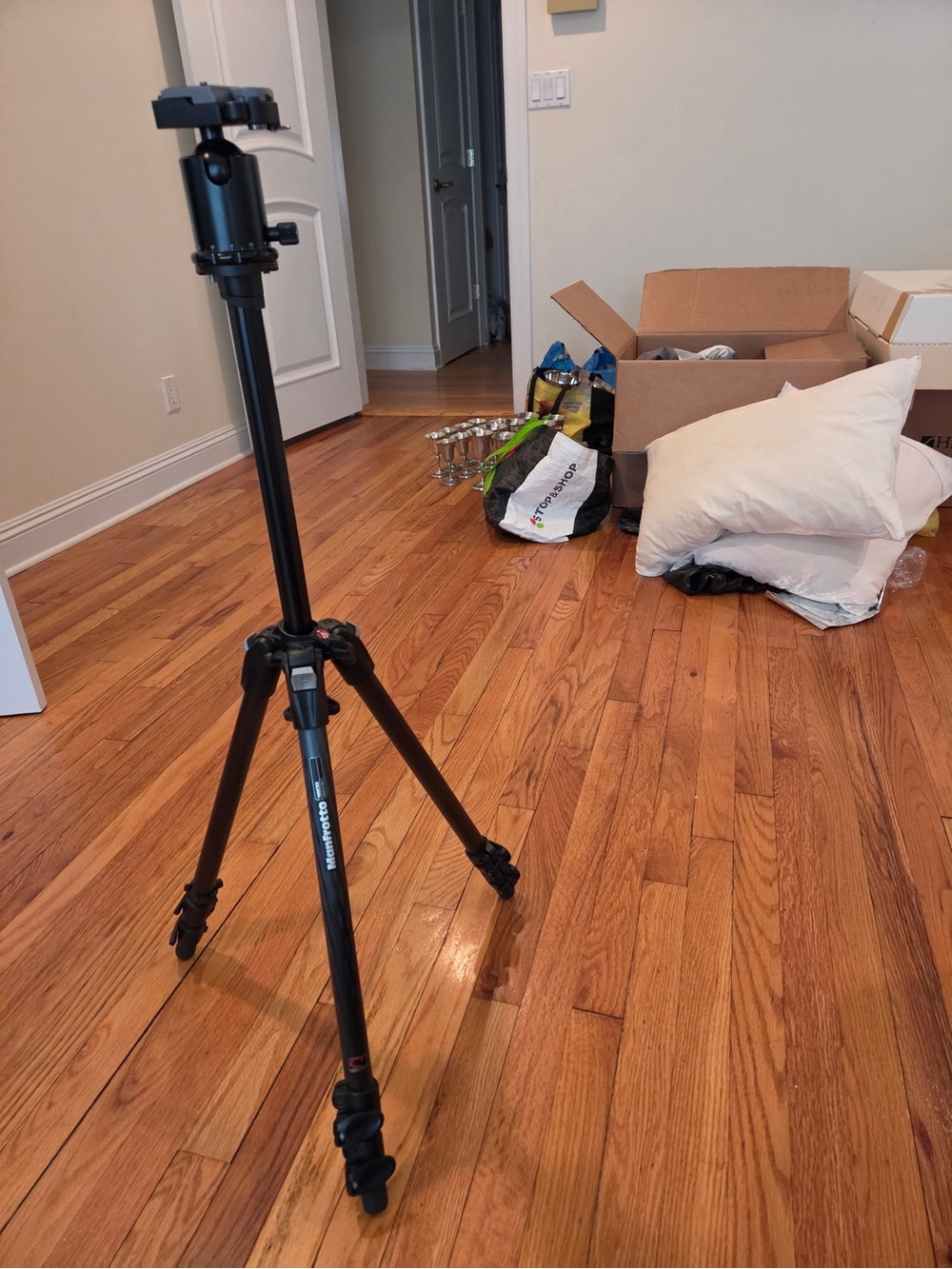 Manfrotto Black Camera Tripod with Fluid Ball Head and case